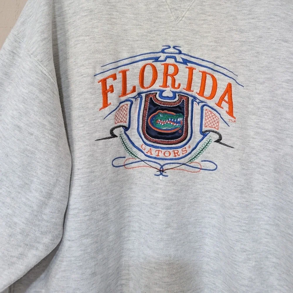Florida Gators Vintage 90s‎ Crewneck Sweatshirt Gray Embroidered L - Picture 3 of 13